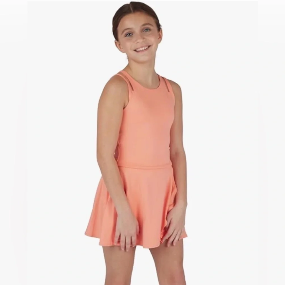 Yogalicious Girls 2Pc Sunrise Cut-Out Tank + Tulip Hem Skort Activewear Set